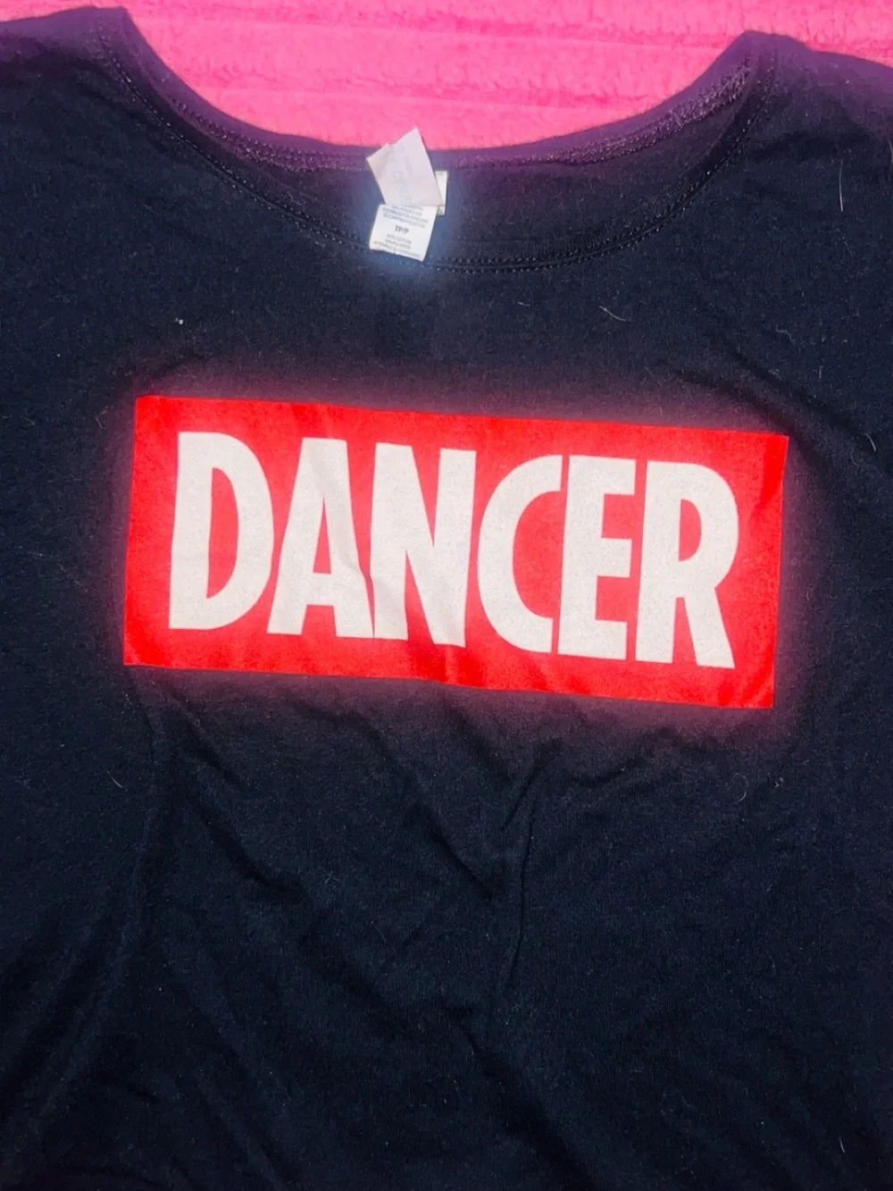 Bella Canvas Black Crop Tee with Red & White DANCER Graphic